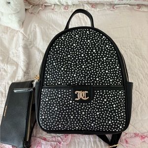 Juicy couture rhinestone black backpack logo charm purse NWT